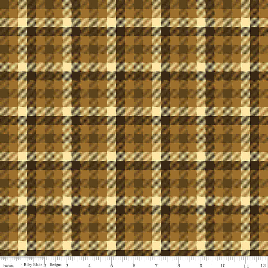 Fall's In Town Brown Checked Yardage by Sandy Gervais for Riley Blake Designs