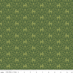 Yuletide Forest Green Deer Damask Yardage by Katherine Lenius for Riley Blake Designs