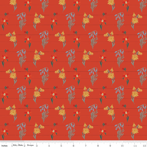 Farmhouse Summer Red Wildflowers Yardage by Echo Park Paper Co. for Riley Blake Designs
