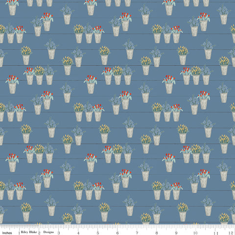 Farmhouse Summer Denim Flower Pots Yardage by Echo Park Paper Co. for Riley Blake Designs