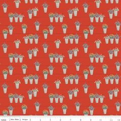 Farmhouse Summer Red Flower Pots Yardage by Echo Park Paper Co. for Riley Blake Designs