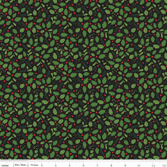 The Magic Of Christmas Black Holly Yardage by Lori Whitlock for Riley Blake Designs