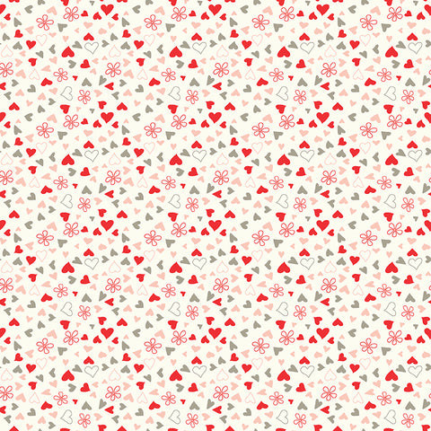 I Love Us Cream Scattered Hearts Yardage by Sandy Gervais for Riley Blake Designs