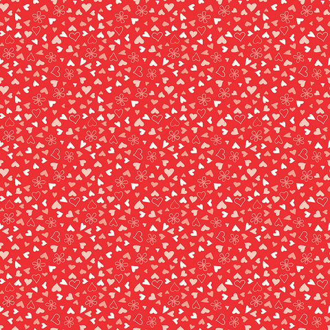 I Love Us Red Scattered Hearts Yardage by Sandy Gervais for Riley Blake Designs