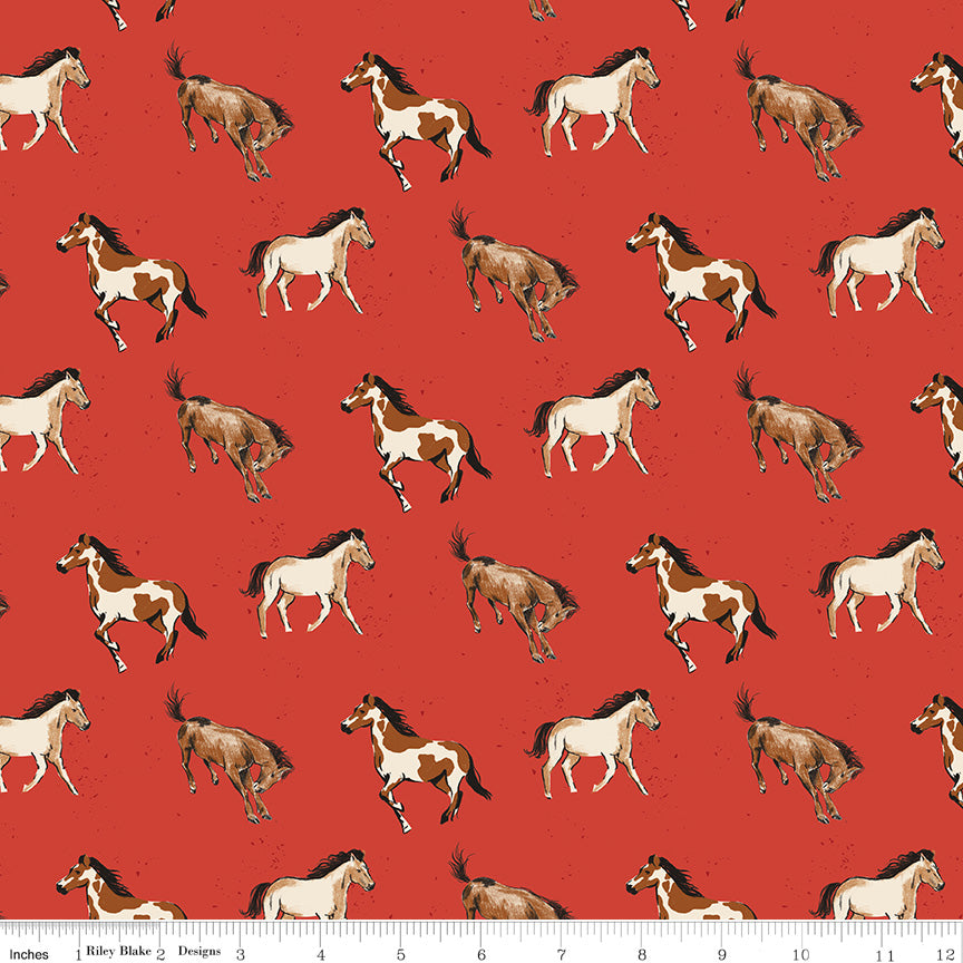 Wild Rose Red Horses Yardage by the RBD Designers for Riley Blake Designs