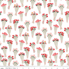 My Valentine White Bouquets Yardage by Echo Park Paper Co. for Riley Blake Designs