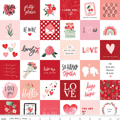 My Valentine Red Valentine Squares Yardage by Echo Park Paper Co. for Riley Blake Designs