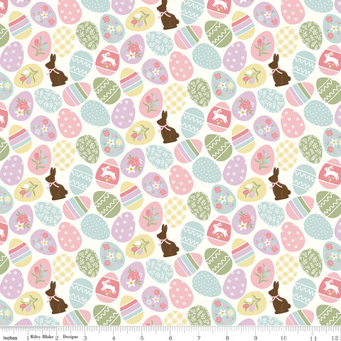 Bunny Trail White Easter Eggs Yardage by Dani Mogstad for Riley Blake Designs