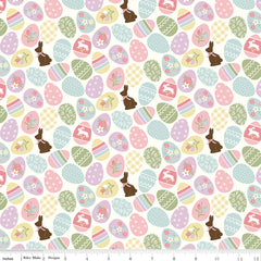 Bunny Trail White Easter Eggs Yardage by Dani Mogstad for Riley Blake Designs