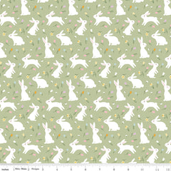 Bunny Trail Green Bunnies Yardage by Dani Mogstad for Riley Blake Designs