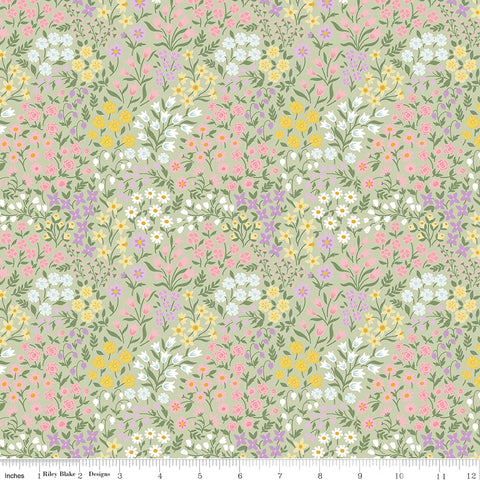 Bunny Trail Green Spring Floral Yardage by Dani Mogstad for Riley Blake Designs