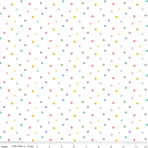 Bunny Trail White Dots Yardage by Dani Mogstad for Riley Blake Designs