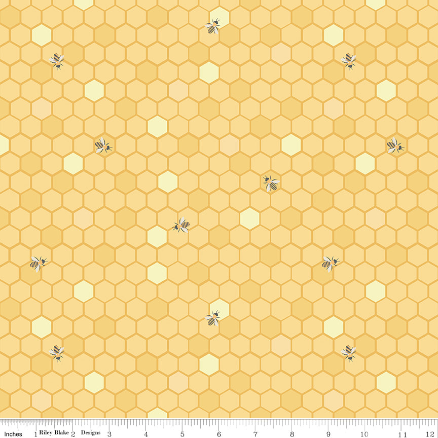 Sunshine and Sweet Tea Sunshine Honeycomb Yardage by Amanda Castor for Riley Blake Designs
