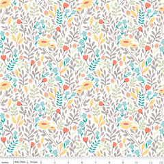 Sunshine and Sweet Tea White Summer Floral Yardage by Amanda Castor for Riley Blake Designs