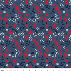 American Beauty Navy Floral Yardage by Dani Mogstad for Riley Blake Designs