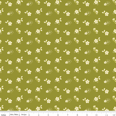 Feed My Soul Olive Tossed Floral Yardage by Sandy Gervais for Riley Blake Designs