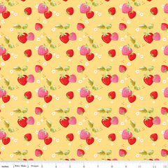 Picnic Florals Yellow Strawberries Yardage by My Mind's Eye for Riley Blake Designs
