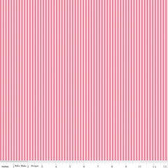 Picnic Florals Pink Stripes Yardage by My Mind's Eye for Riley Blake Designs