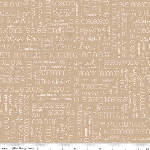 Autumn Tea Dye Words Yardage by Lori Holt for Riley Blake Designs