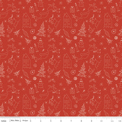 Christmas Is In Town Red Doodles Yardage by Sandy Gervais for Riley Blake Designs