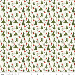 Christmas Is In Town Cream Trees Yardage by Sandy Gervais for Riley Blake Designs