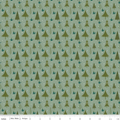 Christmas Is In Town Sage Trees Yardage by Sandy Gervais for Riley Blake Designs