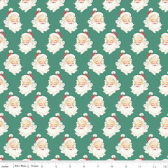 Merry Little Christmas Pine Santa Heads Yardage by My Mind's Eye for Riley Blake Designs