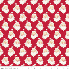 Merry Little Christmas Red Santa Heads Yardage by My Mind's Eye for Riley Blake Designs