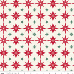 Merry Little Christmas Cream Starbursts Yardage by My Mind's Eye for Riley Blake Designs