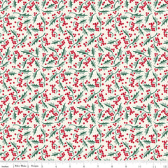 Merry Little Christmas Cream Holly Yardage by My Mind's Eye for Riley Blake Designs