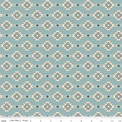 Let's Get Lost in the Woods Vintage Blue Geometric Yardage by Tara Reed for Riley Blake Designs 