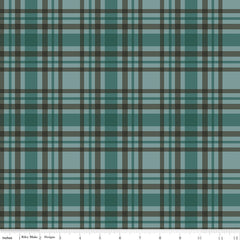 Let's Get Lost in the Woods Teal Plaid Yardage by Tara Reed for Riley Blake Designs