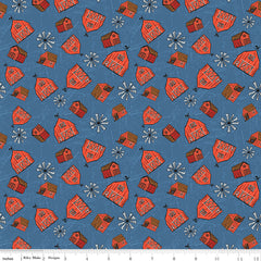 Farm Livin' Denim Barn Toss Yardage by Diane Labombarbe for Riley Blake Designs