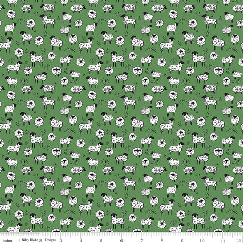 Farm Livin' Green Sheep Yardage by Diane Labombarbe for Riley Blake Designs