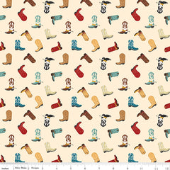 Cowboys Cream Boots Yardage by Echo Park Paper Co. for Riley Blake Designs