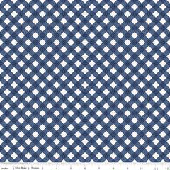 Freedom Garden Blue Gingham Yardage by My Mind's Eye for Riley Blake Designs