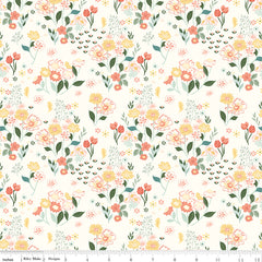 New Beginnings Cream Floral Yardage by Sandy Gervais for Riley Blake Designs