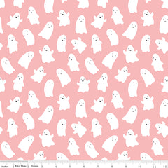 Hey Pumpkin Pink Ghosts Yardage by My Mind's Eye for Riley Blake Designs