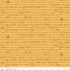 Happy Fall Days Gold Autumn Words Yardage by Kelsey Carlson for Riley Blake Designs
