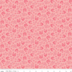 Farmer's Daughter Coral Hen & Chicks Yardage by Lori Holt for Riley Blake Designs