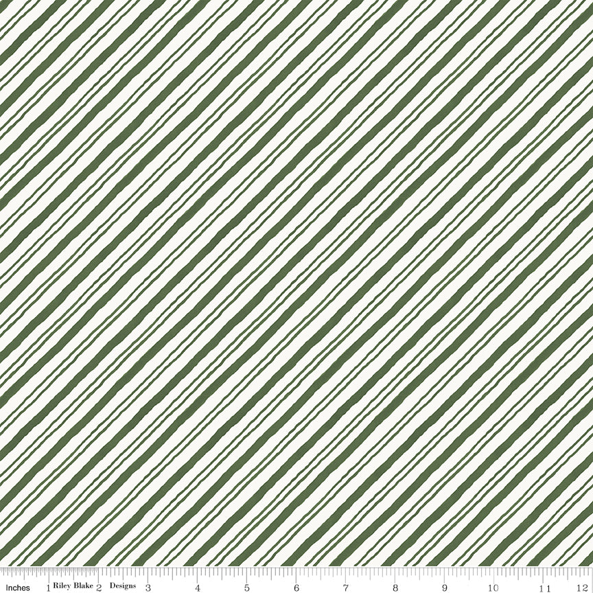 Holiday Spirit Green Stripe Yardage by Lisa Audit for Riley Blake Designs