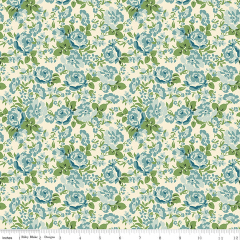 Cowgirl Blue Floral Yardage by Echo Park Paper Co. for Riley Blake Designs