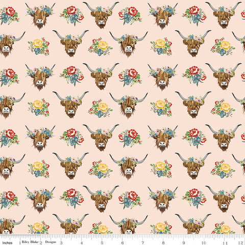 Cowgirl Blush Highland Cows Yardage by Echo Park Paper Co. for Riley Blake Designs