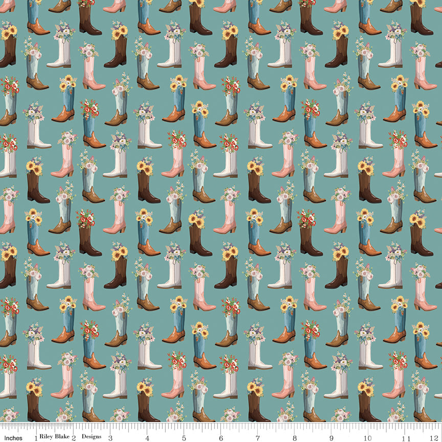 Cowgirl Blue Boots Yardage by Echo Park Paper Co. for Riley Blake Designs