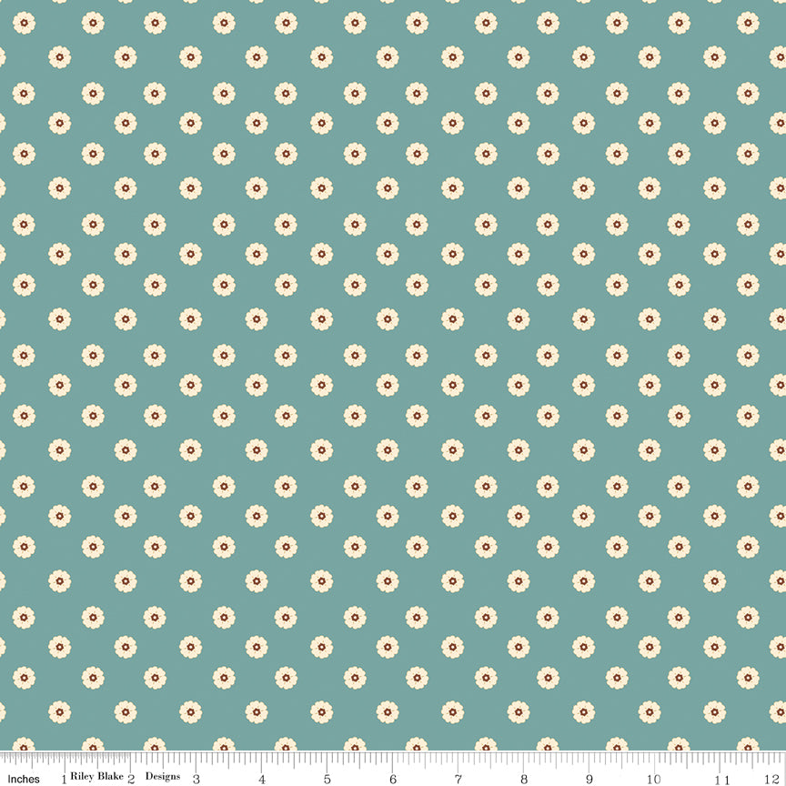 Cowgirl Blue Flower Dots Yardage by Echo Park Paper Co. for Riley Blake Designs