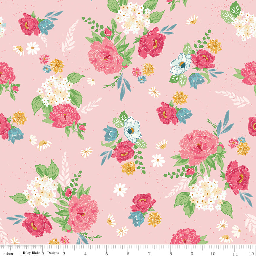 Correspondence Pink Main Yardage by Beverly McCullough for Riley Blake Designs