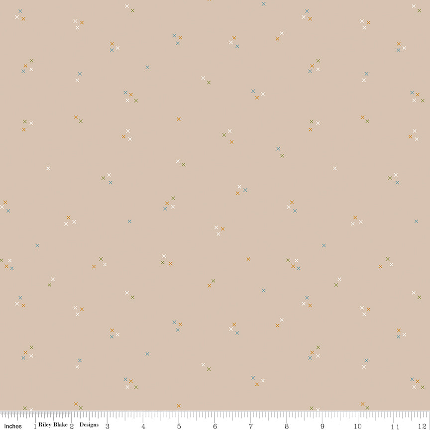 Correspondence Wheat Stitching Yardage by Beverly McCullough for Riley Blake Designs