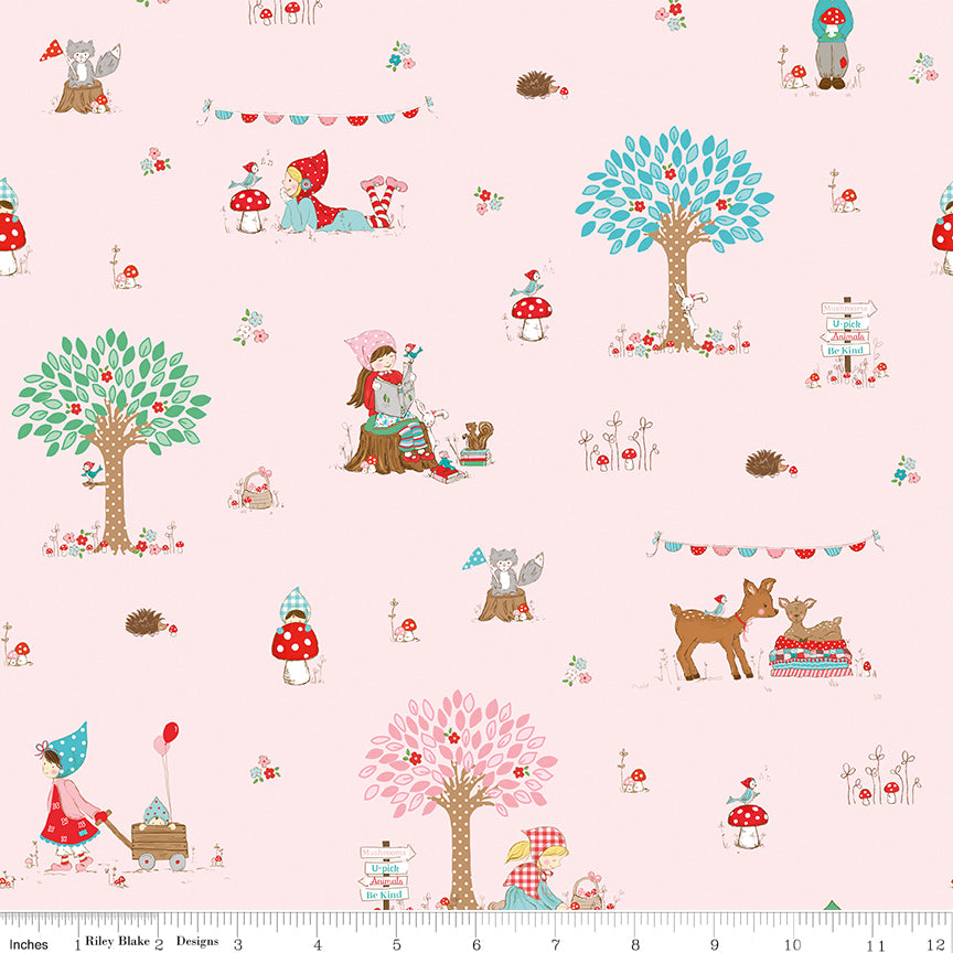 Whimsical Woodland Pink Main Yardage by Tasha Noel for Riley Blake Designs