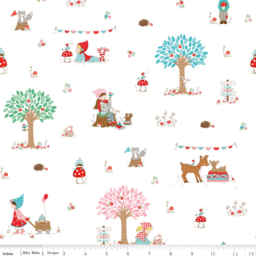 Whimsical Woodland White Main Yardage by Tasha Noel for Riley Blake Designs