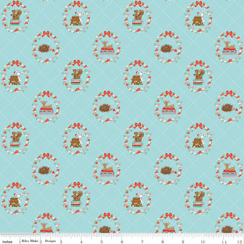 Whimsical Woodland Aqua Animals Yardage by Tasha Noel for Riley Blake Designs